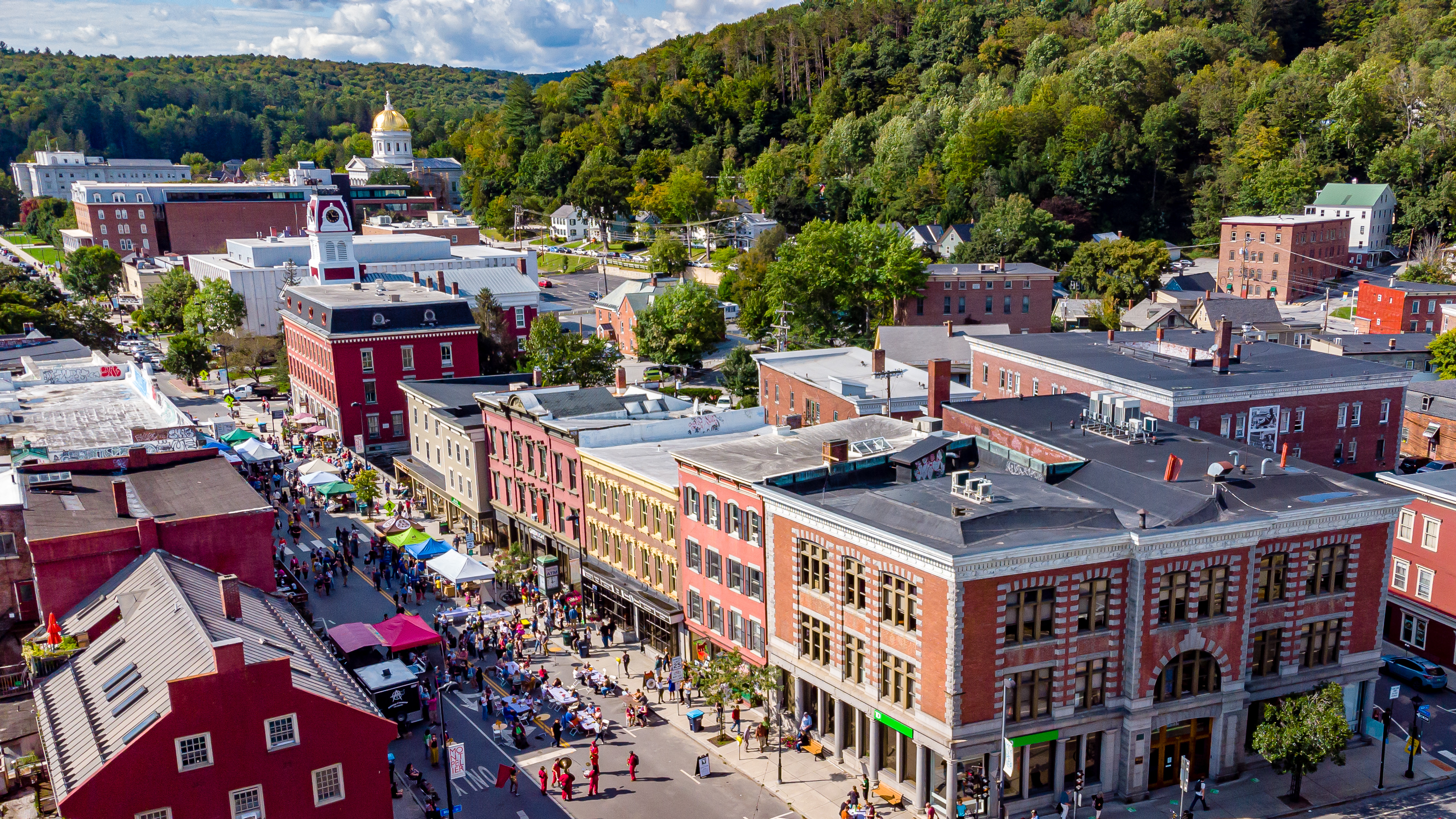 Aerial view of the Taste of Montpelier Food Festival, photo by Paul Richardson