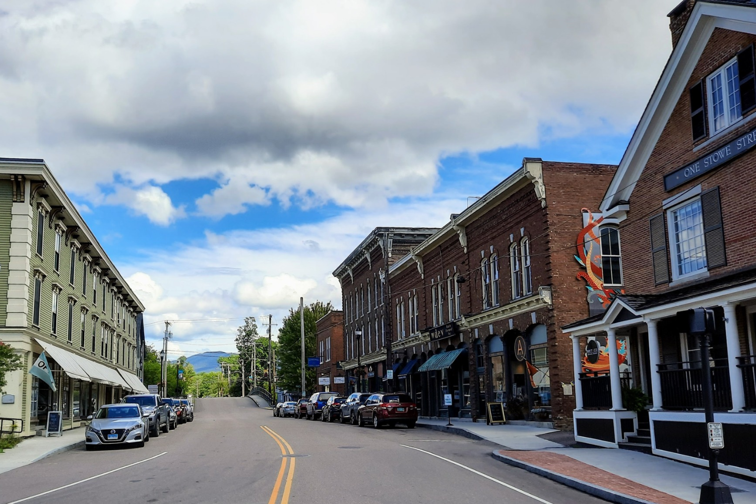 Historic downtown Waterbury and Stowe Street