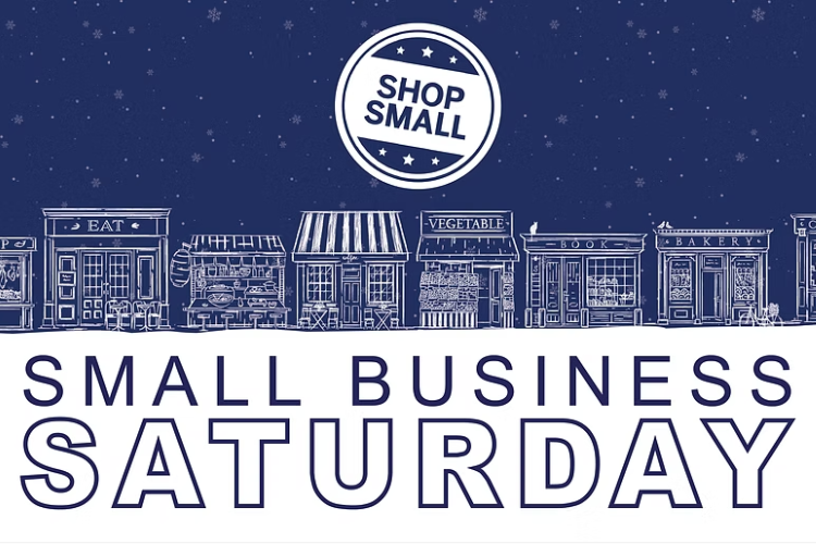 Graphic saying "Shop Small" for Small Business Saturday